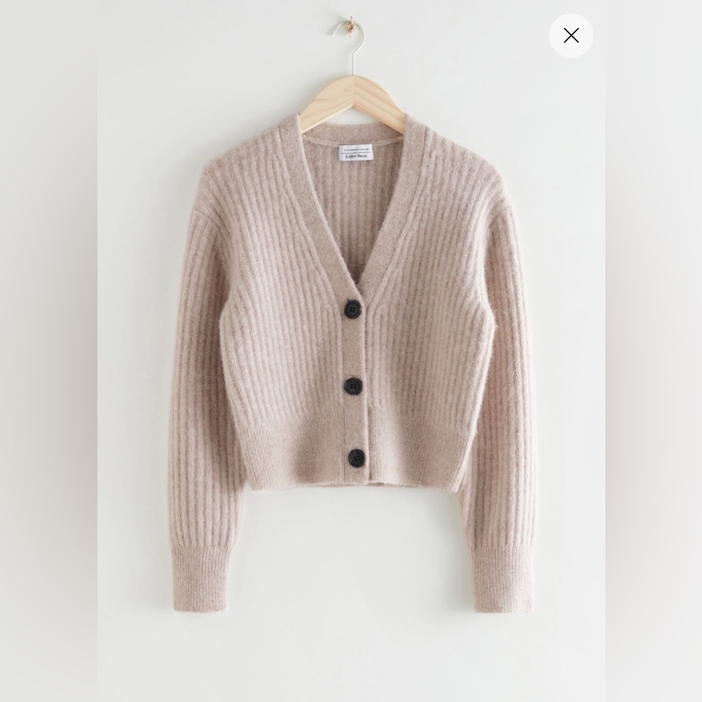 & Other Stories Cropped Ribbed Alpaca Blend Cardigan